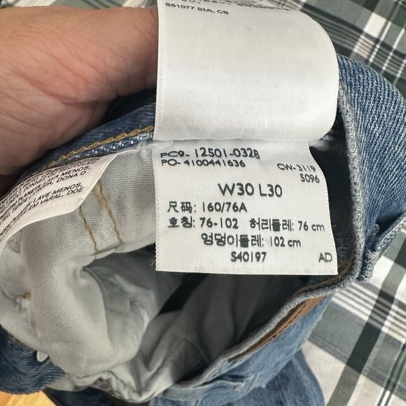 Levi's Distressed Blue Straight Leg Jeans - Picture 10 of 13